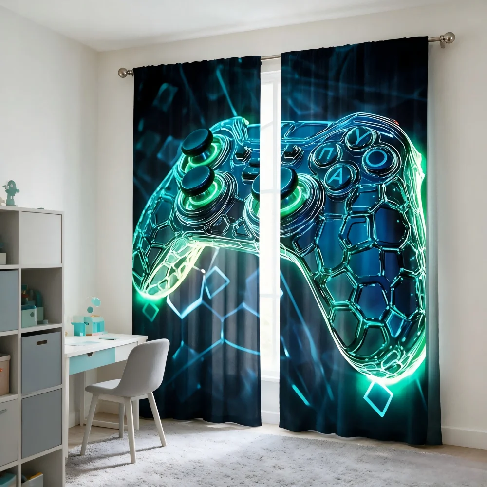 2PCS Tirai Cetak Digital, Pola - Esports Gaming Youtube ulasan dan harga